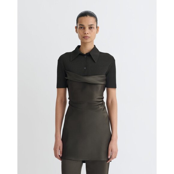 Nanushka Heceta Mesh Jersey & Slip Satin Fabric Blocked Mini Dress - Picture 3 of 12